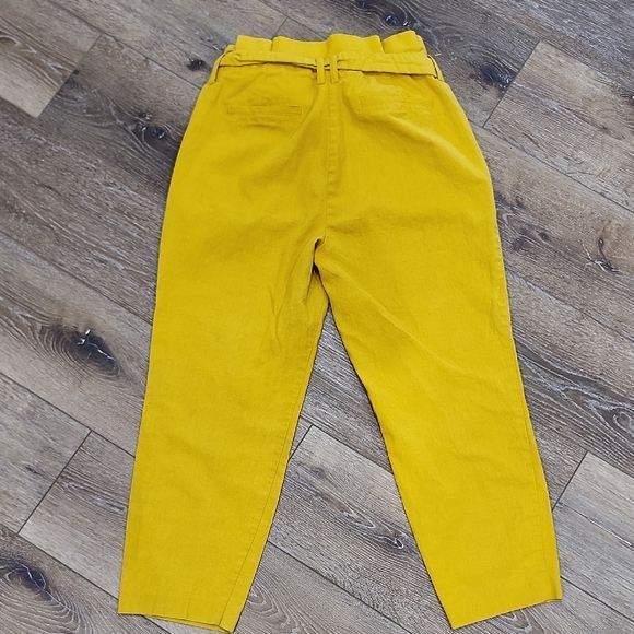 Boden Ochre Mustard Yellow Paperbag Waist Linen Blend Chinos Boho Preppy Indie 6 - Picture 6 of 9